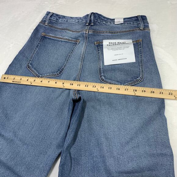 NWT Good American Good Waist Cropped Palazzo Jeans Womens 15 Wide Leg Stretch - Picture 13 of 16